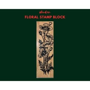 Wood Red Rubber Stamp Block Floral Flowers Stampers Gift Background Scenery